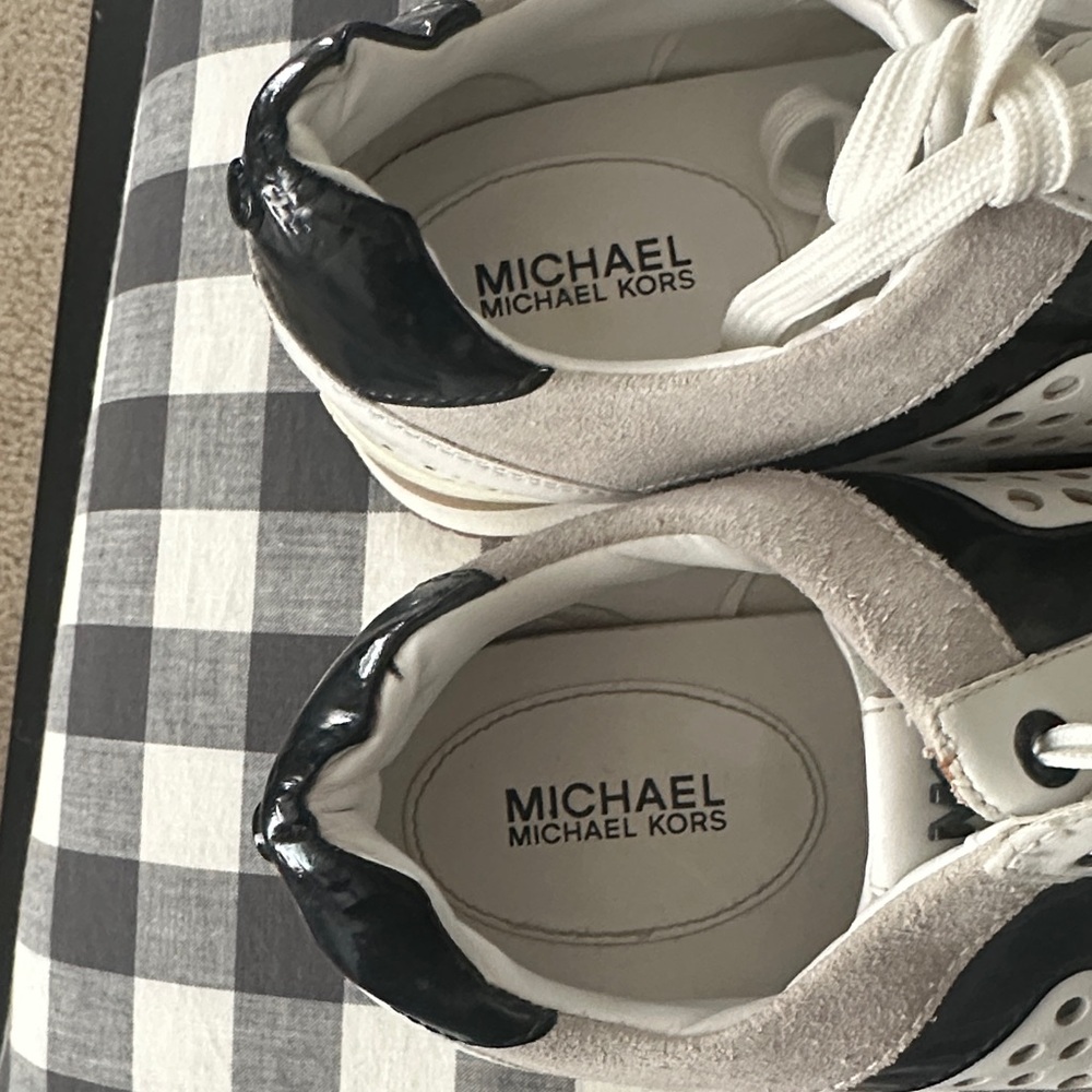 MICHAEL Michael Kors White and Black Perforated Sneakers - Picture 2 of 3